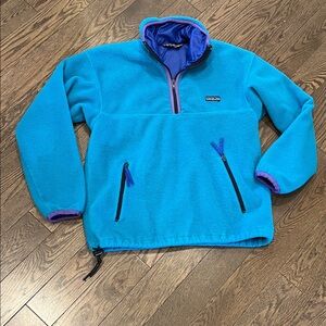 Vintage 90s Patagonia Synchilla Lined Fleece Half-Zip Pull Teal Purple Gorpcore